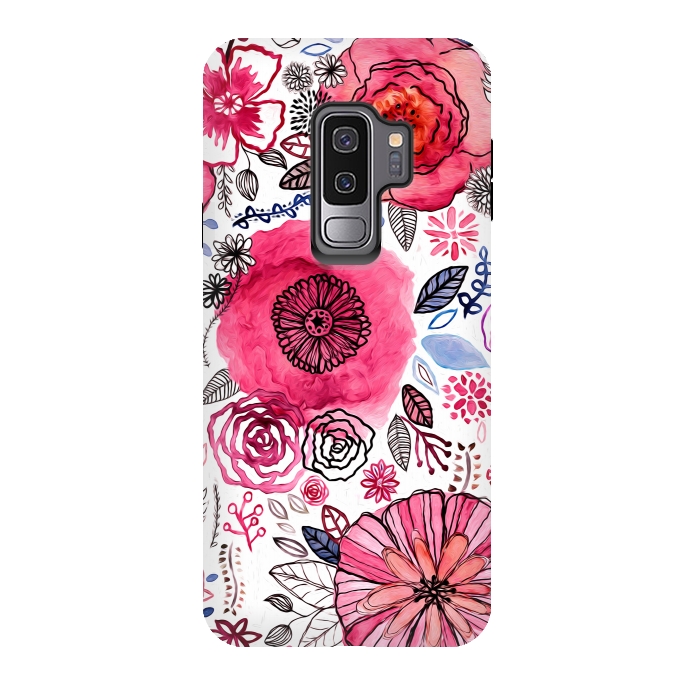 Galaxy S9 plus StrongFit Pink Floral Mix  by Tigatiga