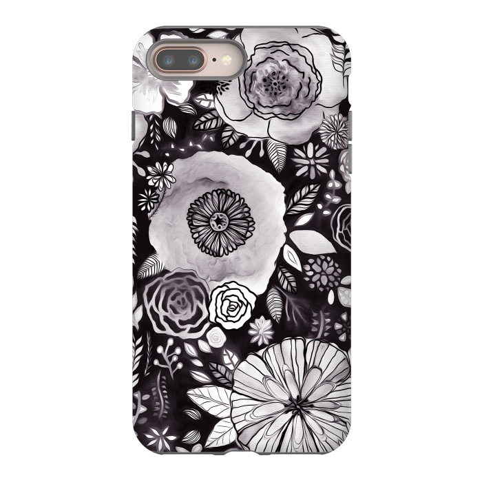 iPhone 7 plus StrongFit Black & White Floral Mix  by Tigatiga