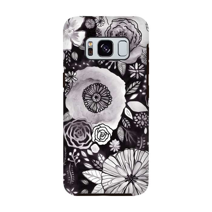 Galaxy S8 StrongFit Black & White Floral Mix  by Tigatiga