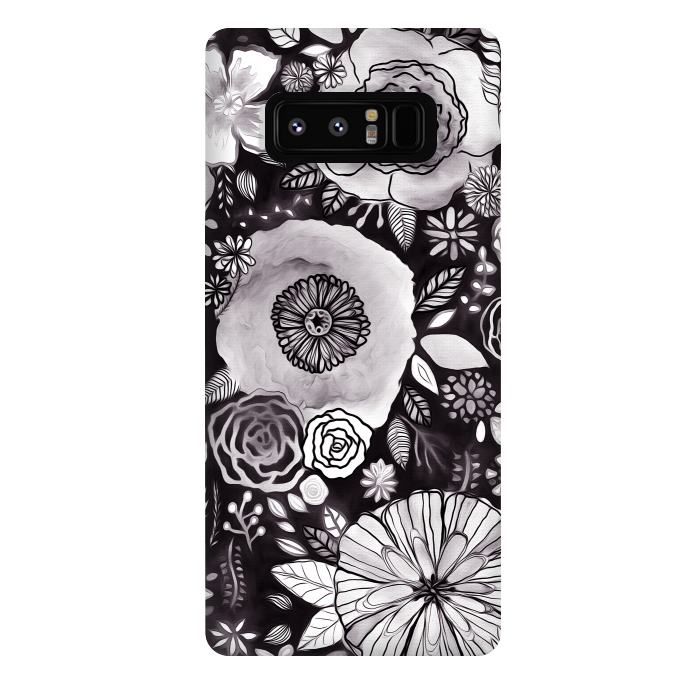 Galaxy Note 8 StrongFit Black & White Floral Mix  by Tigatiga