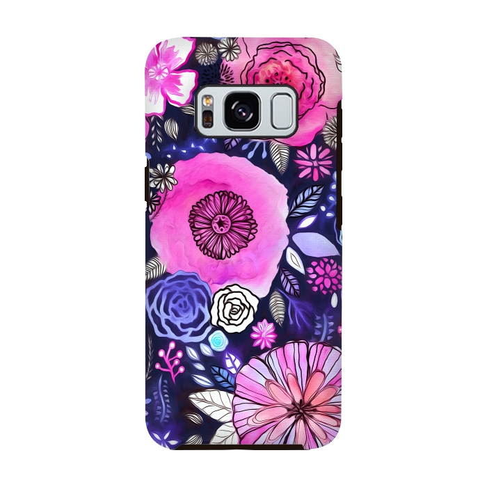 Galaxy S8 StrongFit Magenta Floral Mix  by Tigatiga