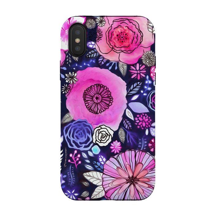 iPhone Xs / X StrongFit Magenta Floral Mix  by Tigatiga