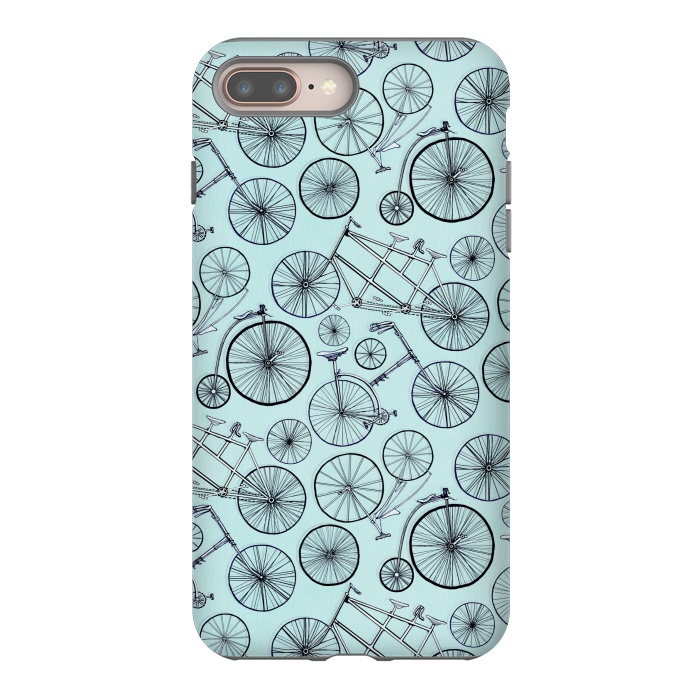 iPhone 7 plus StrongFit Vintage Bicycles on Blue  by Tigatiga