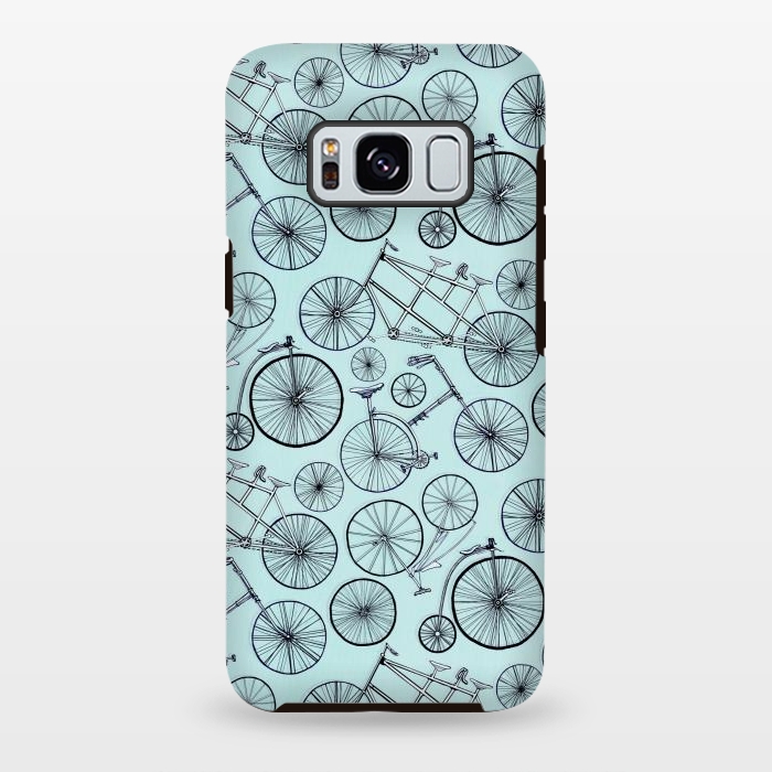 Galaxy S8 plus StrongFit Vintage Bicycles on Blue  by Tigatiga