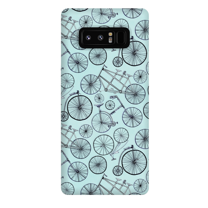 Galaxy Note 8 StrongFit Vintage Bicycles on Blue  by Tigatiga