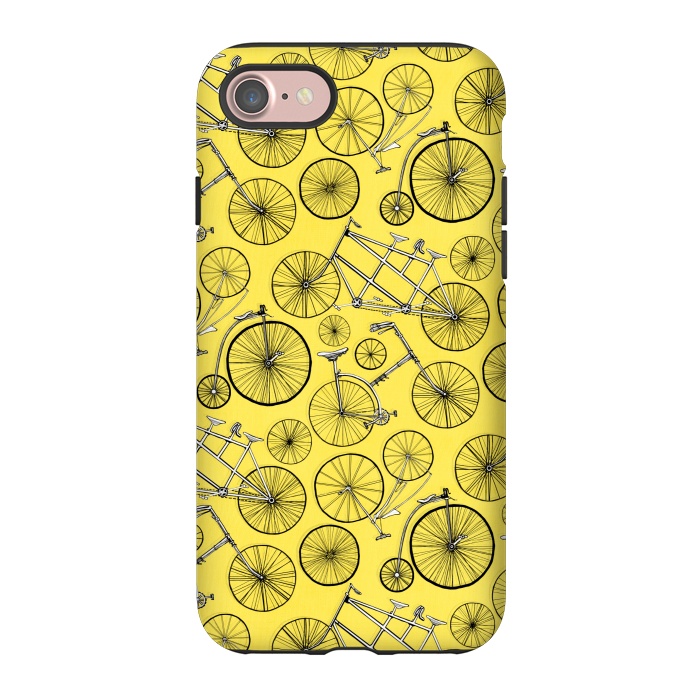 iPhone 7 StrongFit Vintage Bicycles on Yellow  by Tigatiga