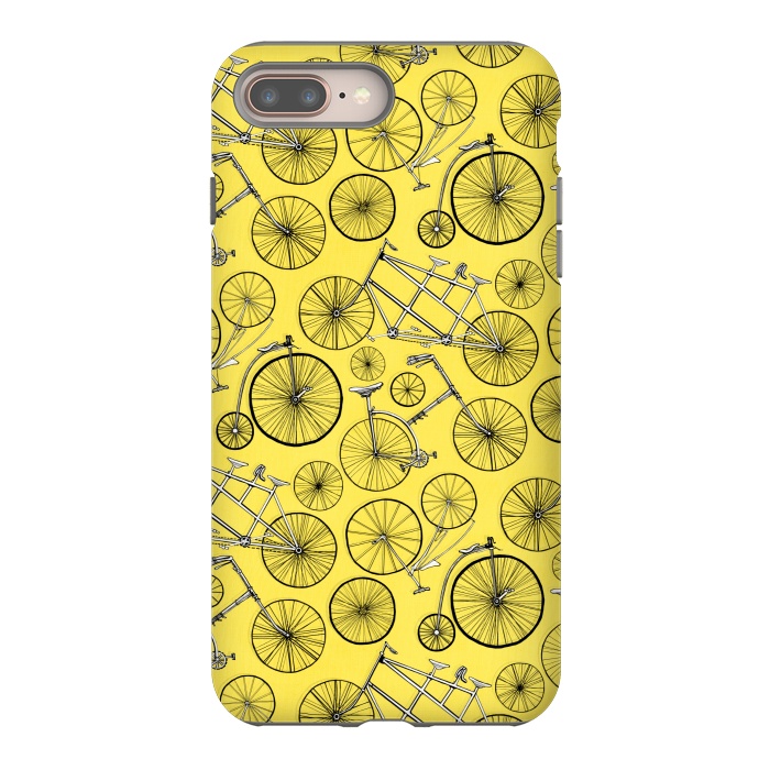 iPhone 7 plus StrongFit Vintage Bicycles on Yellow  by Tigatiga