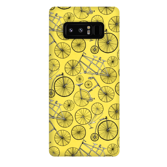Galaxy Note 8 StrongFit Vintage Bicycles on Yellow  by Tigatiga
