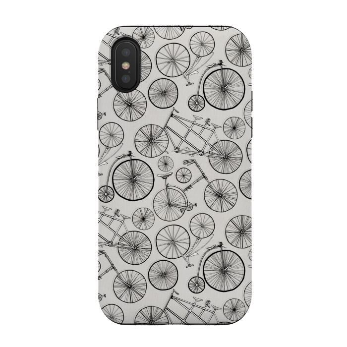 iPhone Xs / X StrongFit Vintage Bicycles on Grey  by Tigatiga