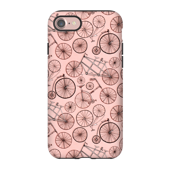 iPhone 7 StrongFit Vintage Bicycles on Pink by Tigatiga