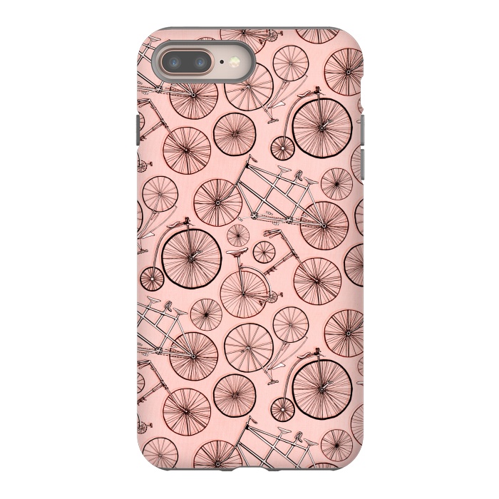 iPhone 7 plus StrongFit Vintage Bicycles on Pink by Tigatiga
