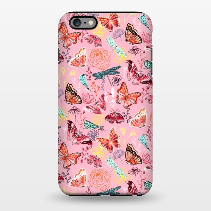 iPhone 6/6s plus StrongFit Butterflies, Dragonflies and Moths on Pink  by Tigatiga