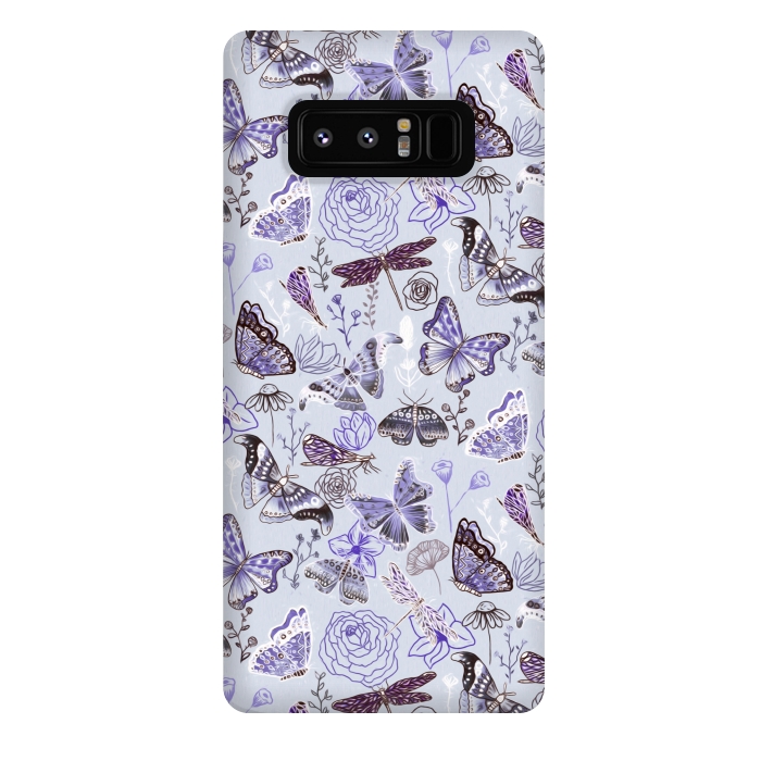 Galaxy Note 8 StrongFit Pale Butterflies, Dragonflies and Moths  by Tigatiga
