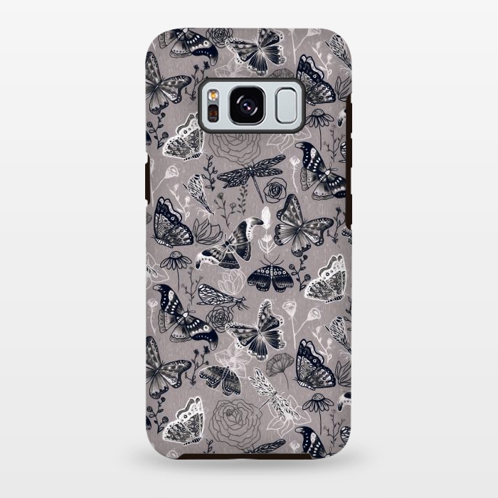 Galaxy S8 plus StrongFit Grey Butterflies, Dragonflies and Moths  by Tigatiga