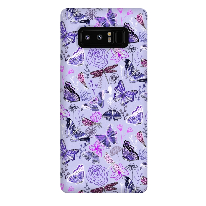 Galaxy Note 8 StrongFit Butterflies, Dragonflies and Moths on Purple by Tigatiga