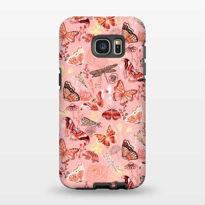 Galaxy S7 EDGE StrongFit Warm Butterflies, Dragonflies and Moths  by Tigatiga