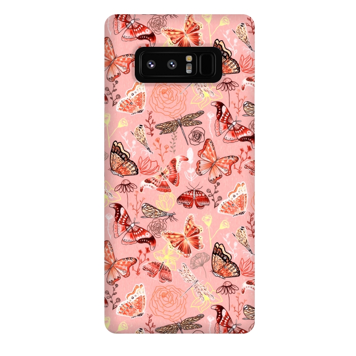 Galaxy Note 8 StrongFit Warm Butterflies, Dragonflies and Moths  by Tigatiga