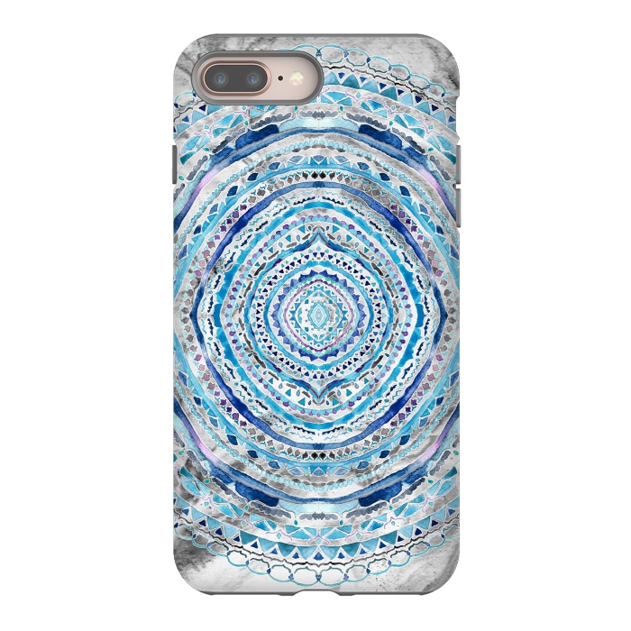 iPhone 7 plus StrongFit Blue Marbling Mandala  by Tigatiga