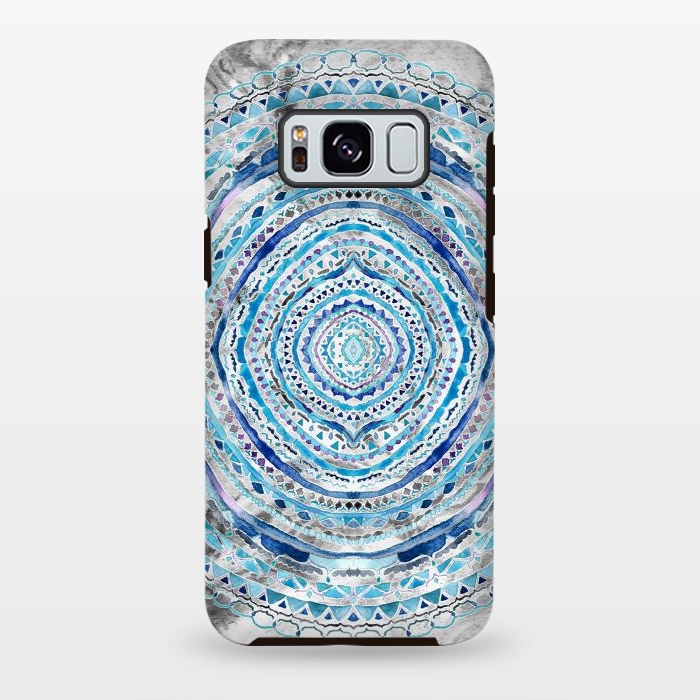 Galaxy S8 plus StrongFit Blue Marbling Mandala  by Tigatiga