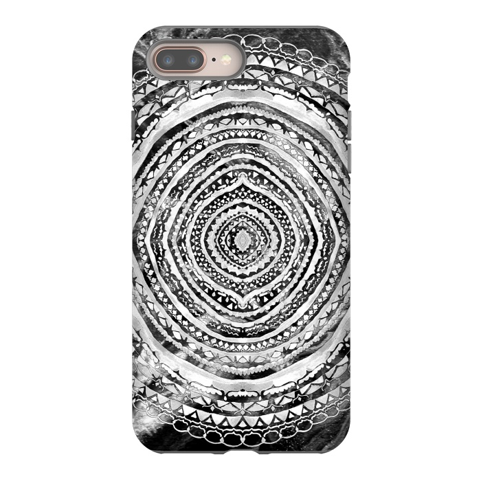 iPhone 7 plus StrongFit Black & White Marbling Mandala  by Tigatiga