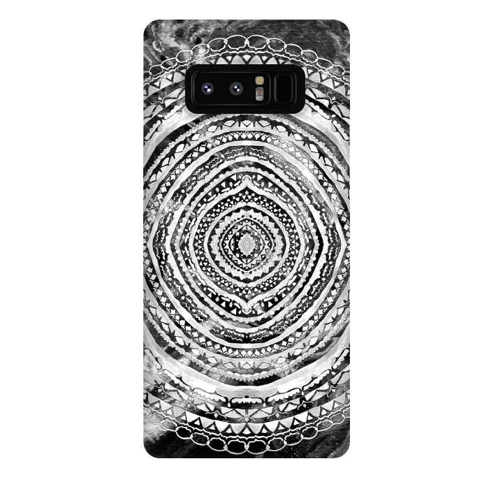 Galaxy Note 8 StrongFit Black & White Marbling Mandala  by Tigatiga