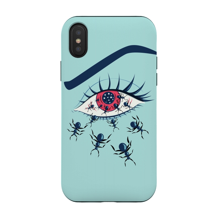 iPhone Xs / X StrongFit Weird Creepy Red Eye With Crawling Ants by Boriana Giormova