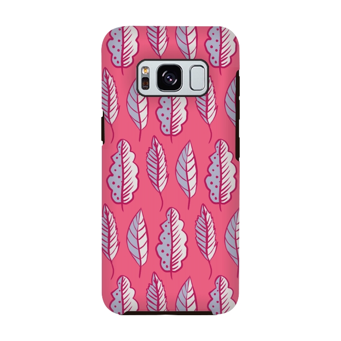 Galaxy S8 StrongFit Pink Leaves Abstract Decorative Pattern by Boriana Giormova