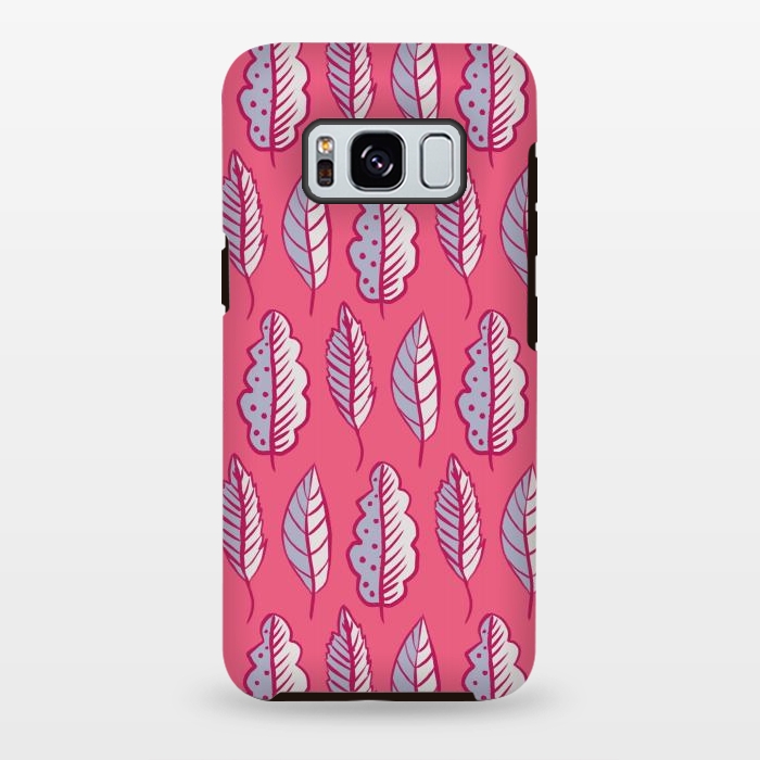 Galaxy S8 plus StrongFit Pink Leaves Abstract Decorative Pattern by Boriana Giormova