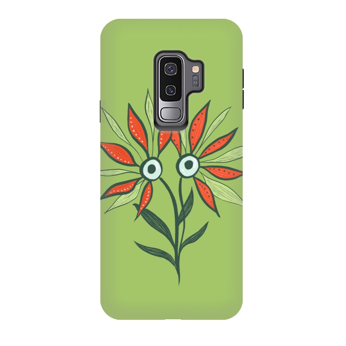 Galaxy S9 plus StrongFit Cute Eyes Character Flower Monster by Boriana Giormova