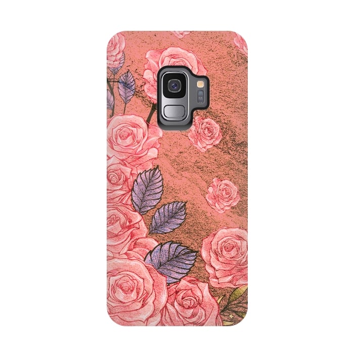 Galaxy S9 StrongFit Vintage Peonies  by Rossy Villarreal
