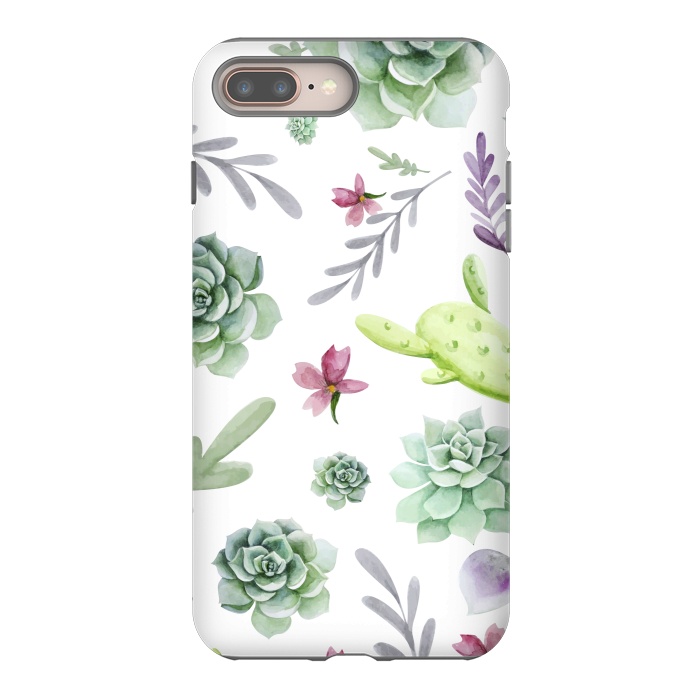 iPhone 7 plus StrongFit Cactus Watercolor Pattern by Bledi