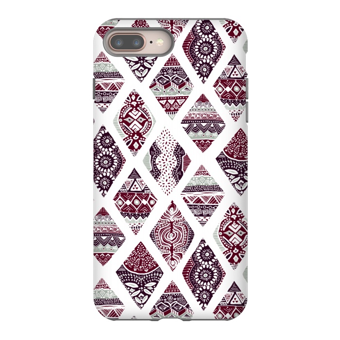 iPhone 7 plus StrongFit Tribal Diamonds On White  by Tigatiga