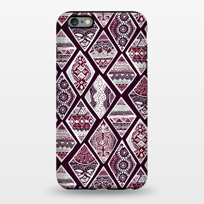 iPhone 6/6s plus StrongFit Tribal Diamonds On Red, White & Sage  by Tigatiga