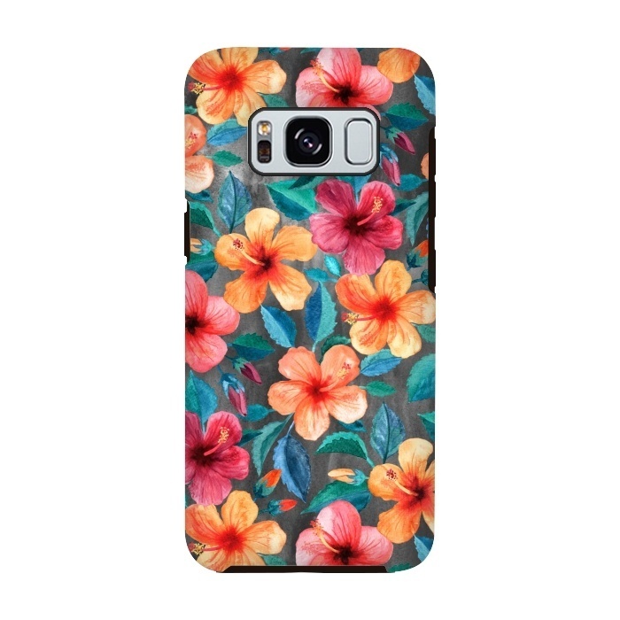 Galaxy S8 StrongFit Colorful Little Tropical Hibiscus Blooms by Micklyn Le Feuvre