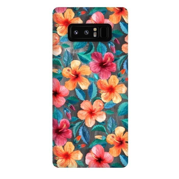 Galaxy Note 8 StrongFit Colorful Little Tropical Hibiscus Blooms by Micklyn Le Feuvre