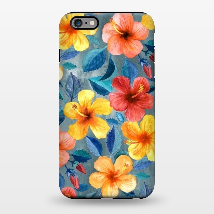 iPhone 6/6s plus StrongFit Bright Summer Hibiscus Blooms in Watercolor by Micklyn Le Feuvre