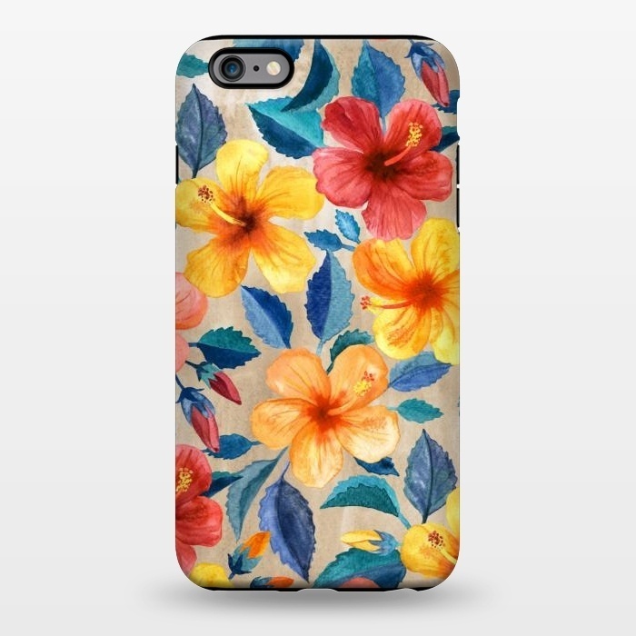 iPhone 6/6s plus StrongFit Tropical Hibiscus Blooms in Watercolor by Micklyn Le Feuvre