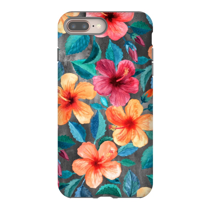 iPhone 7 plus StrongFit Colorful Tropical Hibiscus Blooms  by Micklyn Le Feuvre