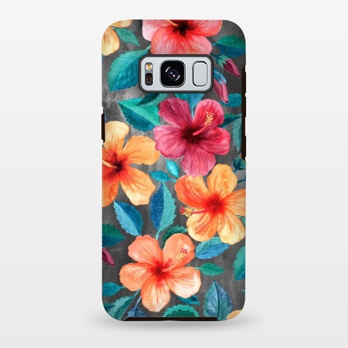 Galaxy S8 plus StrongFit Colorful Tropical Hibiscus Blooms  by Micklyn Le Feuvre