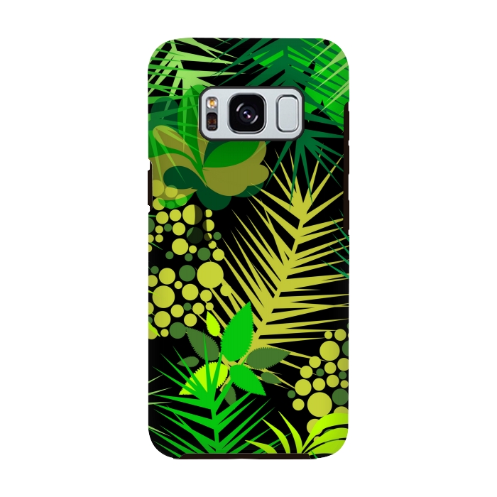 Galaxy S8 StrongFit green tropical pattern by MALLIKA