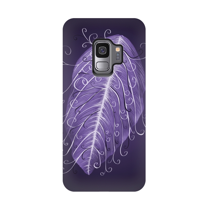 Galaxy S9 StrongFit Violet Swirly Leaf by Boriana Giormova