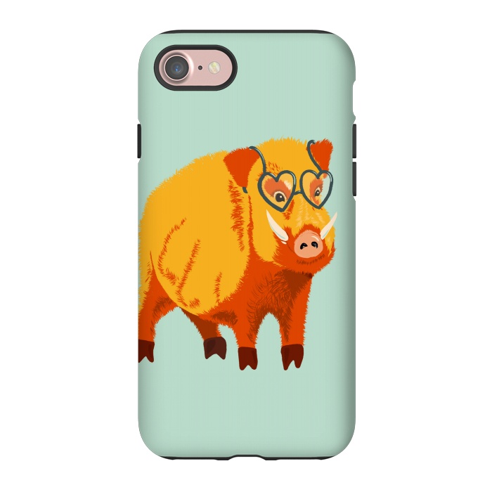 iPhone 7 StrongFit Cute Boar Pig With Glasses  by Boriana Giormova