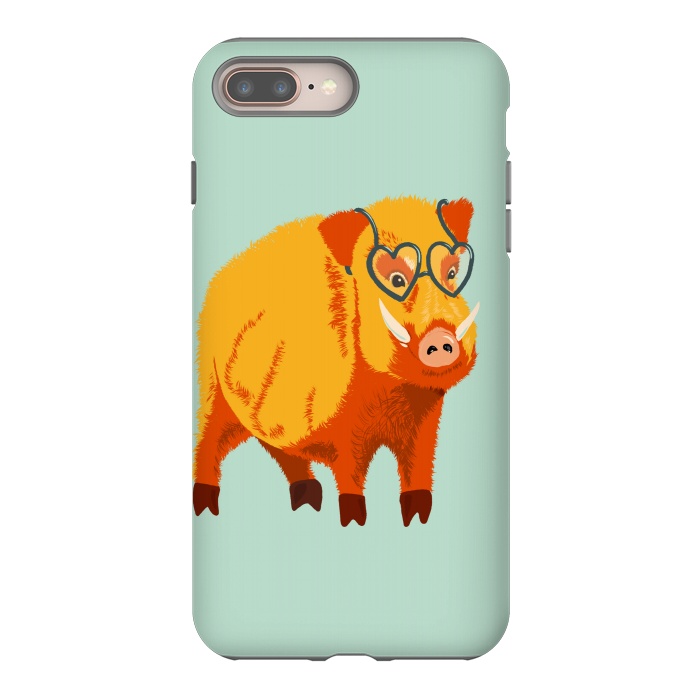 iPhone 7 plus StrongFit Cute Boar Pig With Glasses  by Boriana Giormova