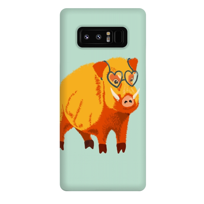Galaxy Note 8 StrongFit Cute Boar Pig With Glasses  by Boriana Giormova