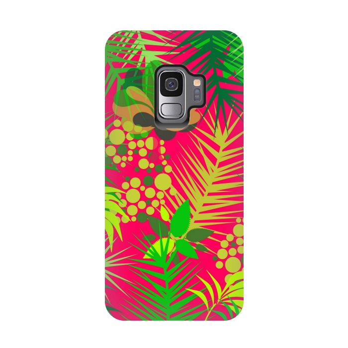Galaxy S9 StrongFit pink tropical pattern by MALLIKA