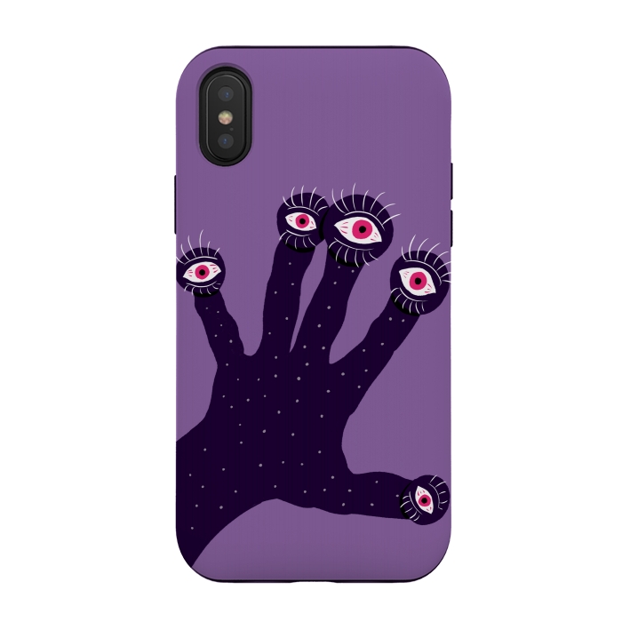 iPhone Xs / X StrongFit Weird Hand With Watching Eyes by Boriana Giormova