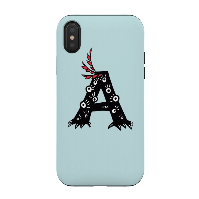 iPhone Xs / X StrongFit Letter A Funny Monster Drawing by Boriana Giormova
