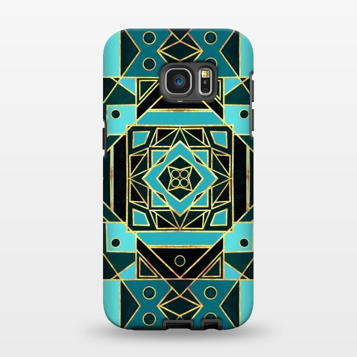 Galaxy S7 EDGE StrongFit Gold & Teal Art Deco  by Tigatiga