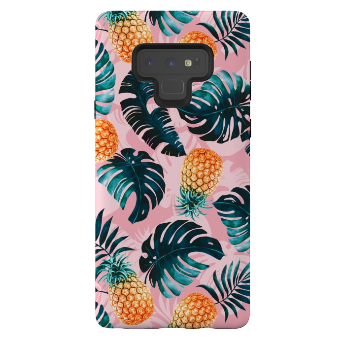 Galaxy Note 9 StrongFit Pineapple and Leaf Pattern by Burcu Korkmazyurek