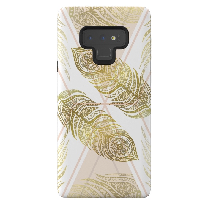 Galaxy Note 9 StrongFit Gold Feathers by Barlena